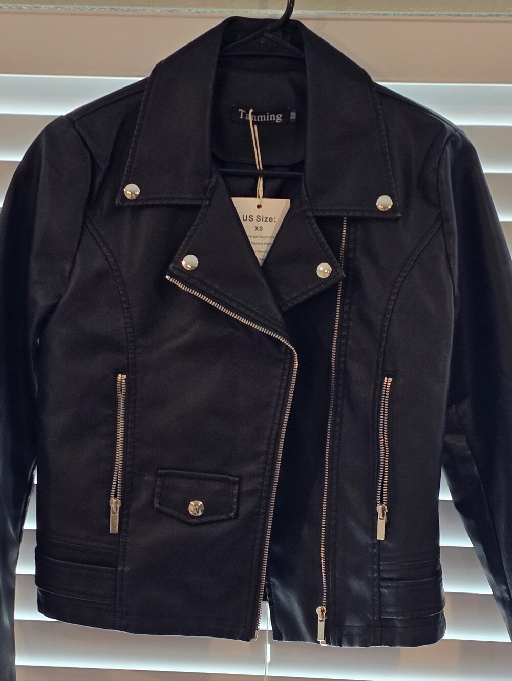 Lined Black Faux Leather Moto Jacket